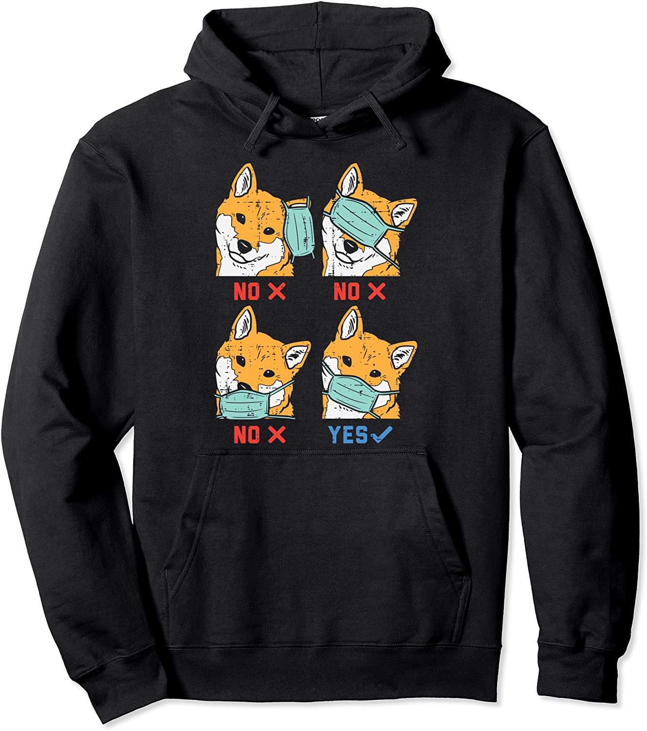 Shiba Inu Face Mask Funny Japanese Dog Akita Doge Meme Gift Pullover Hoodie