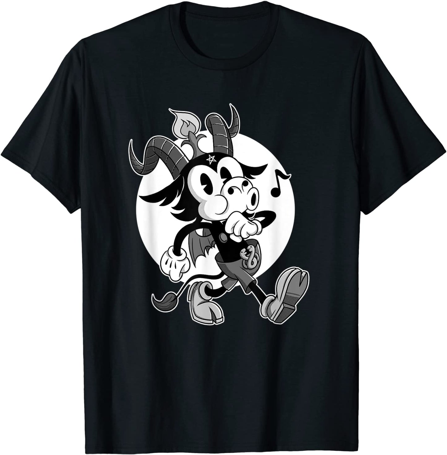 Blackcraft Atheist Satan Baphomet goat Retro Cartoon Lucifer T-Shirt