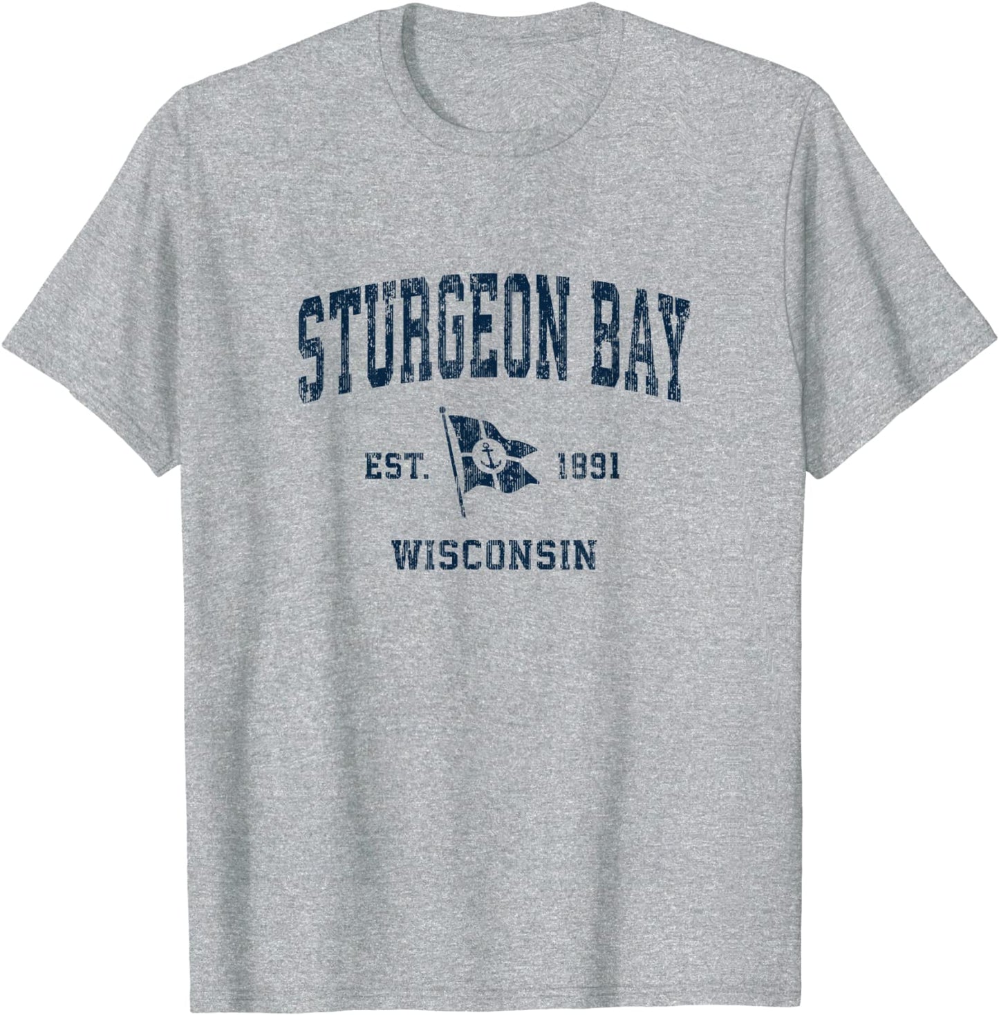 Sturgeon Bay WI Vintage Sports Navy Boat Anchor Flag T-Shirt