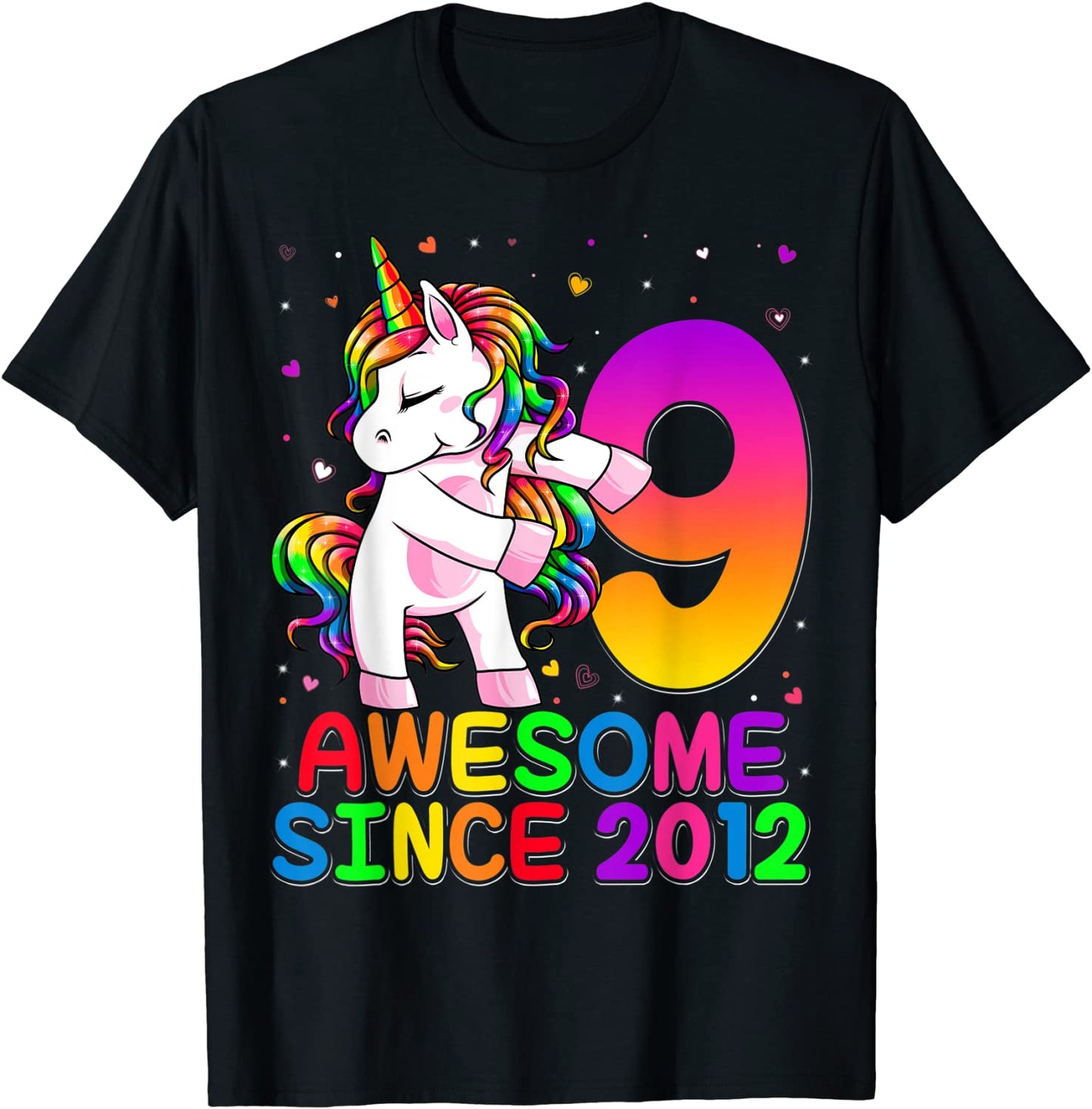 9 Years Old Unicorn Flossing 9th Birthday Girl Unicorn Party T-Shirt