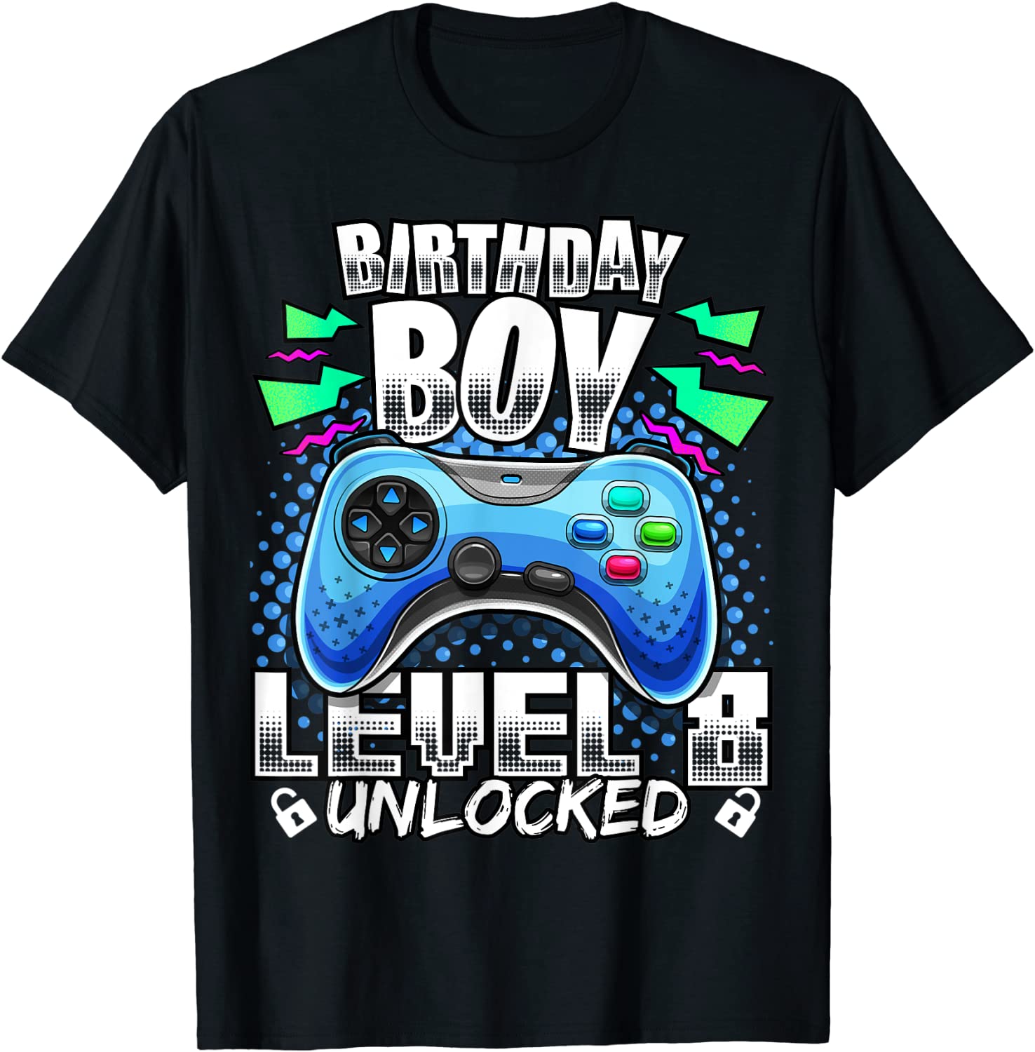 Level 8 Unlocked Video Game 8th Birthday Gamer Gift Boys T-Shirt