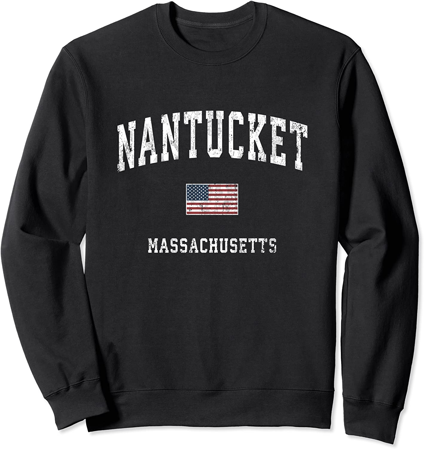 Nantucket Massachusetts MA Vintage American Flag Sports Sweatshirt