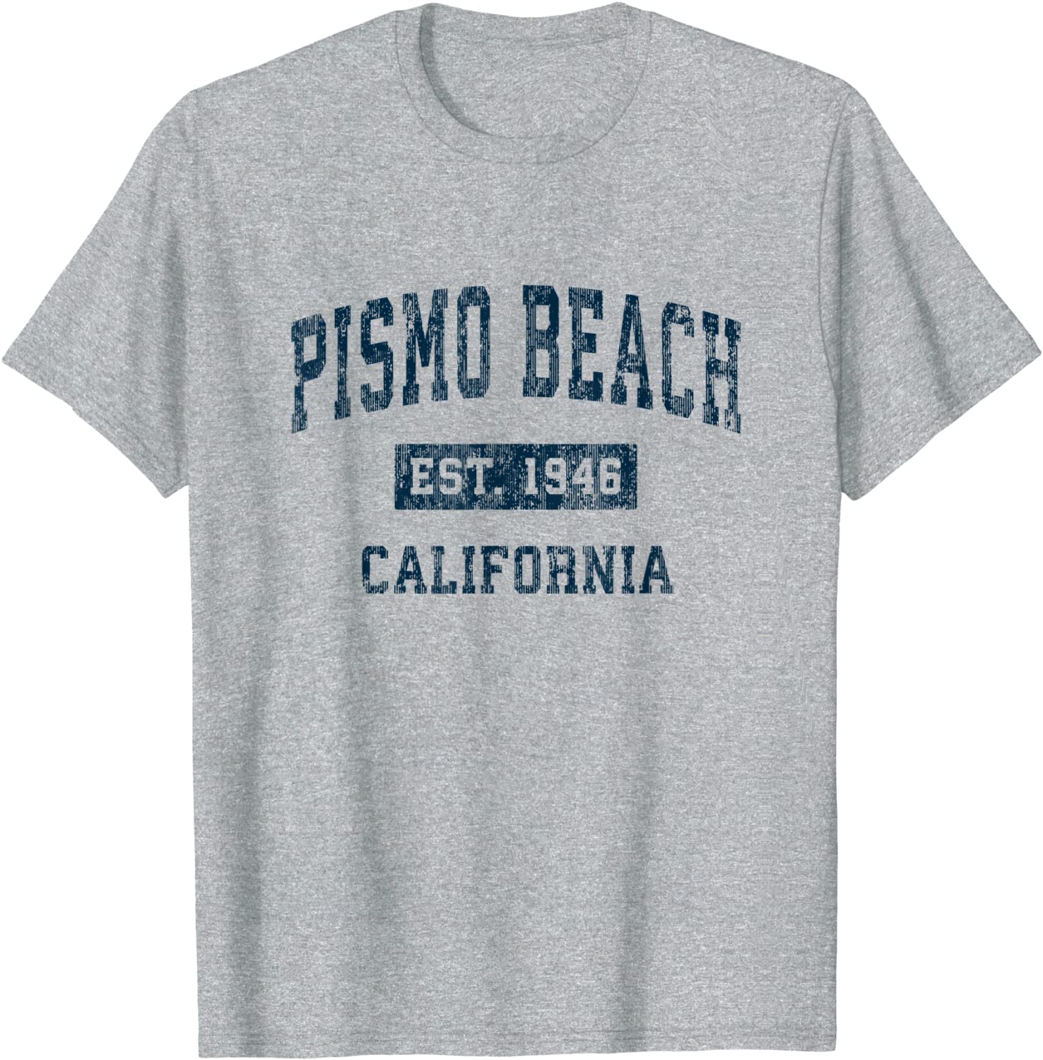Pismo Beach California CA Vintage Sports Design Navy Print T-Shirt