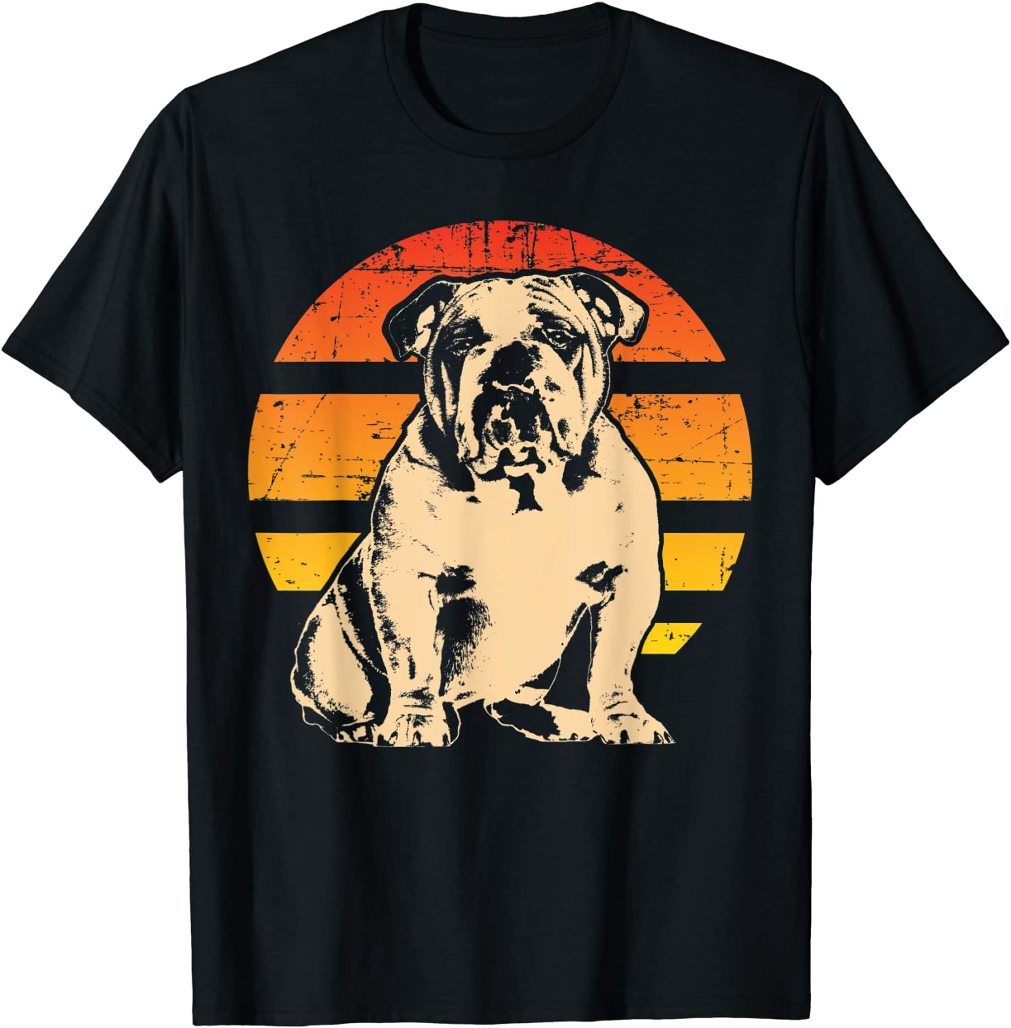 Retro English Bulldog T-Shirt Men Women Kids Gift