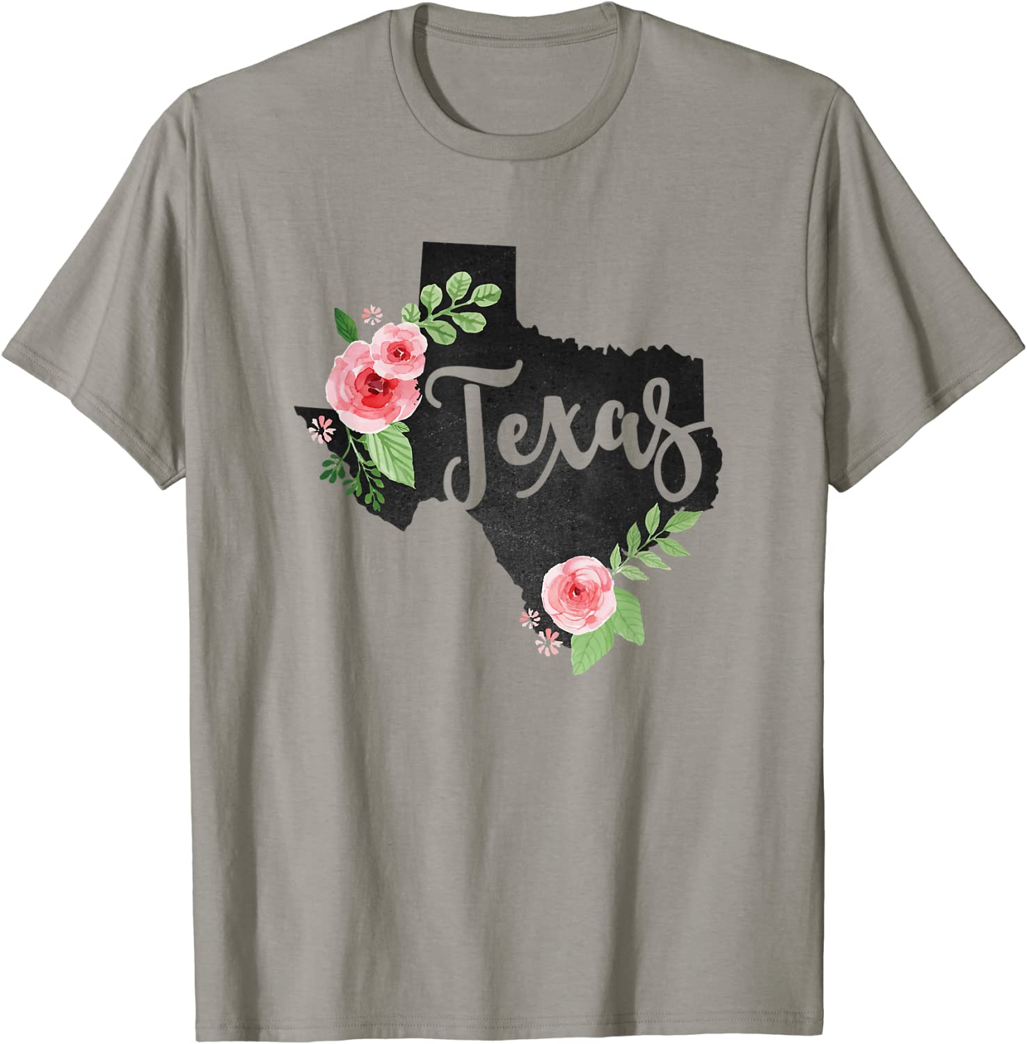 Floral Texas Chalkboard Watercolor Flowers Home State T-Shirt