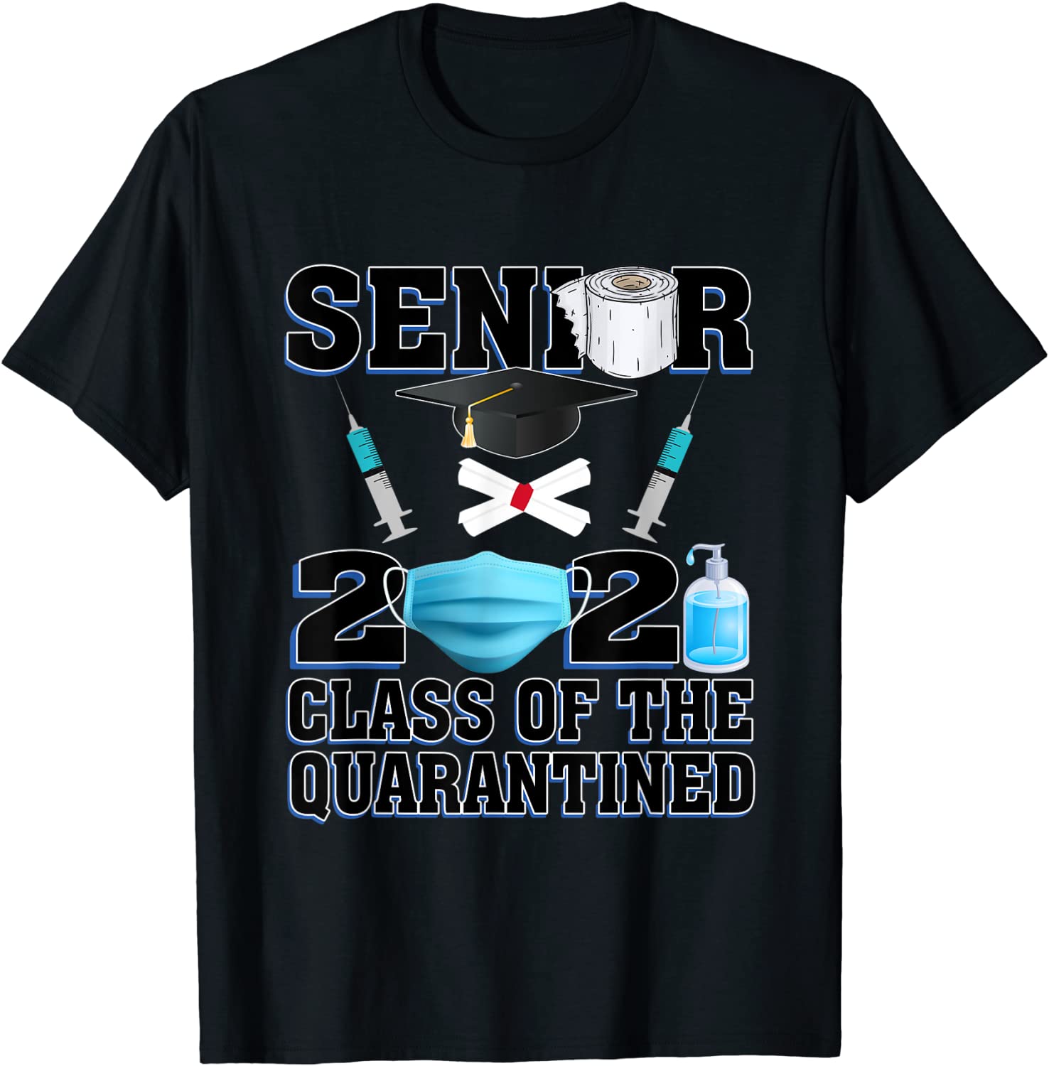 Class Of 2021 Mask Seniors Quarantine Decorations Graduation T-Shirt