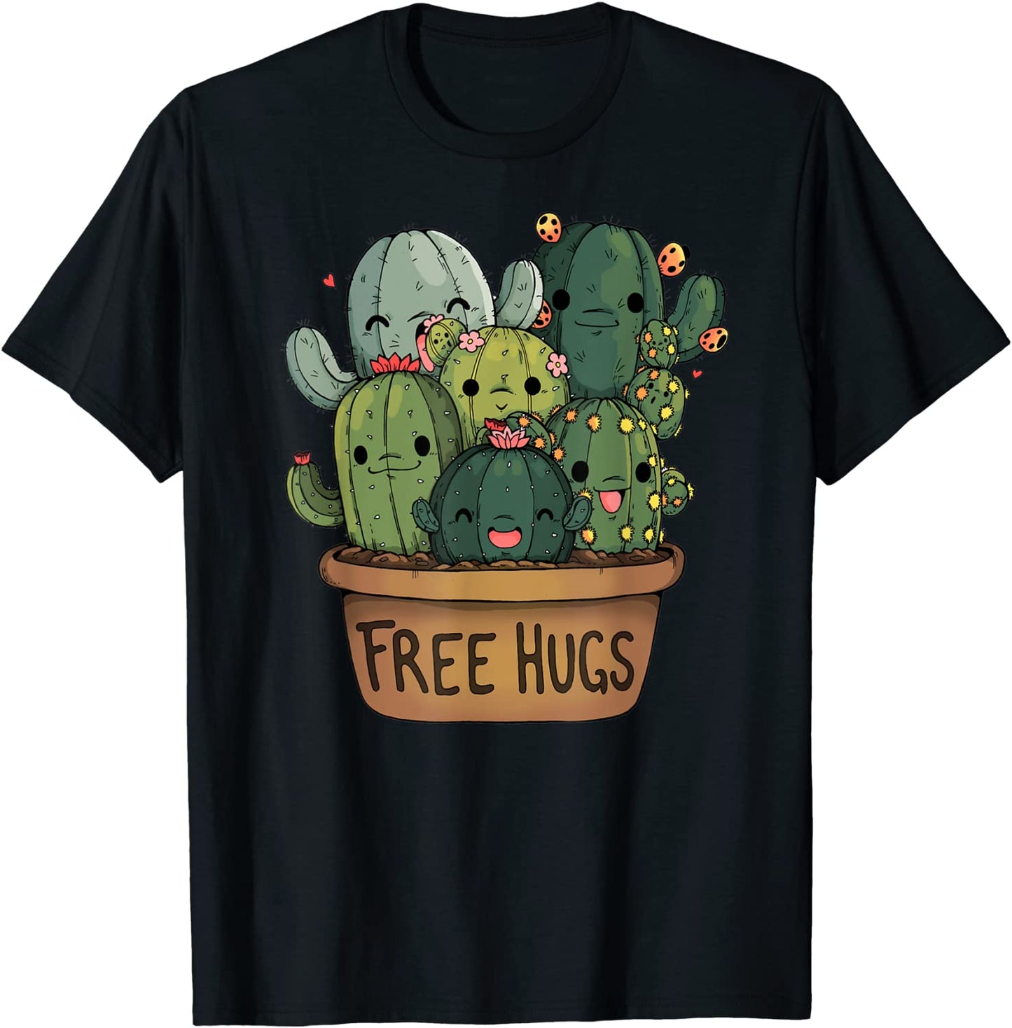 Free Cactus hugs Tee Cute funny cactus gift T-Shirt
