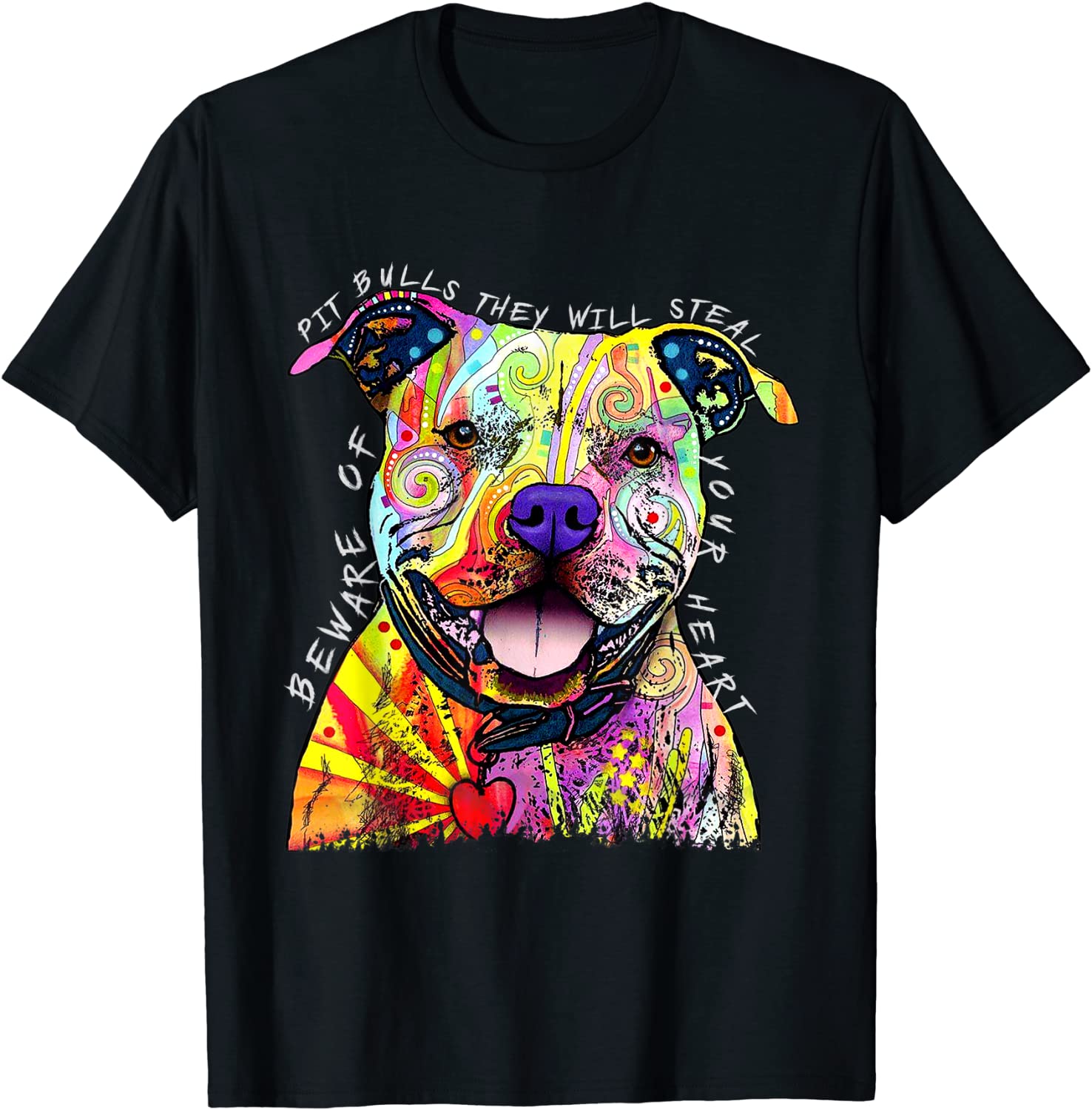 Beware of Pit Bulls They Will Steal Your Heart Funny Dogs T-Shirt
