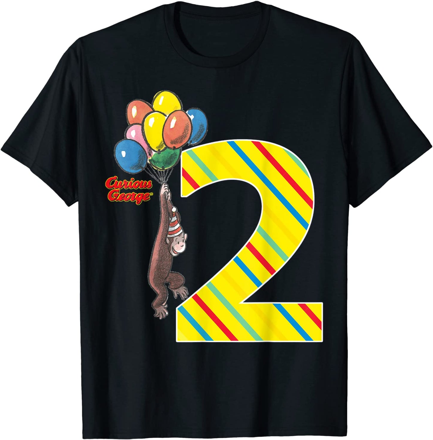 Curious George Vintage 2nd Birthday Balloons Graphic T-Shirt