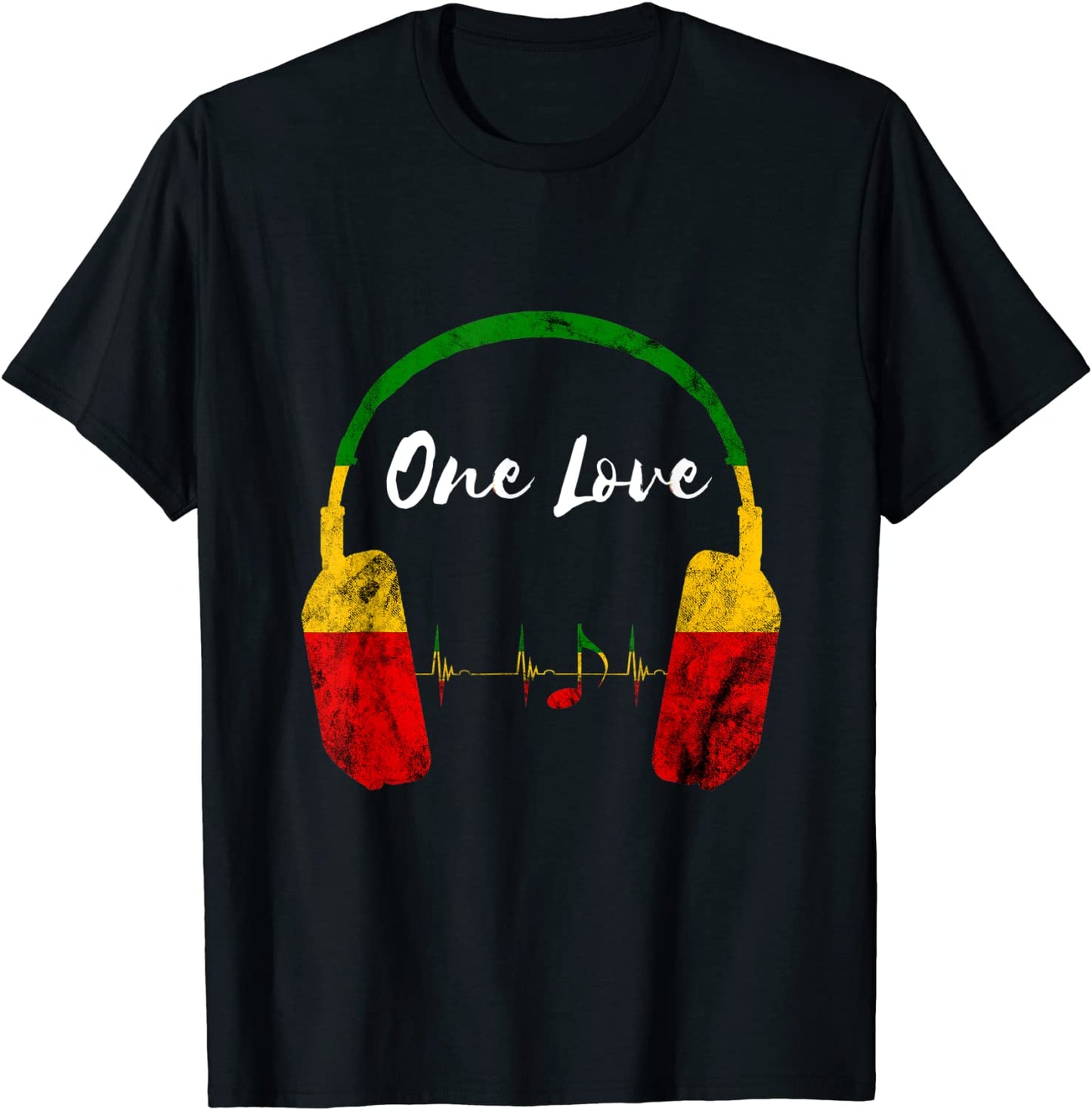 Rasta Reggae Music Headphones Jamaican Pride One Love T-Shirt