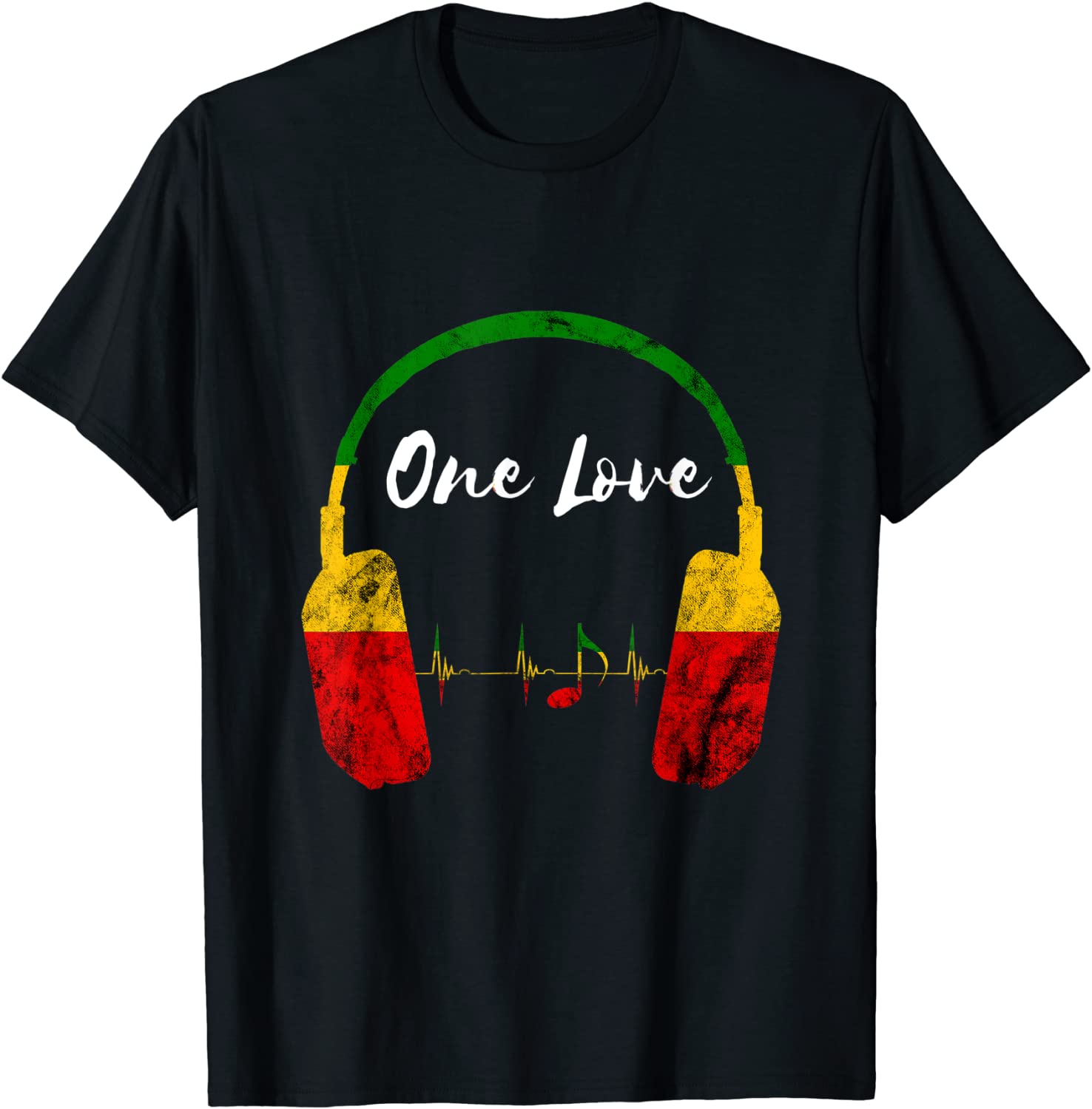Rasta Reggae Music Headphones Jamaican Pride One Love T-Shirt