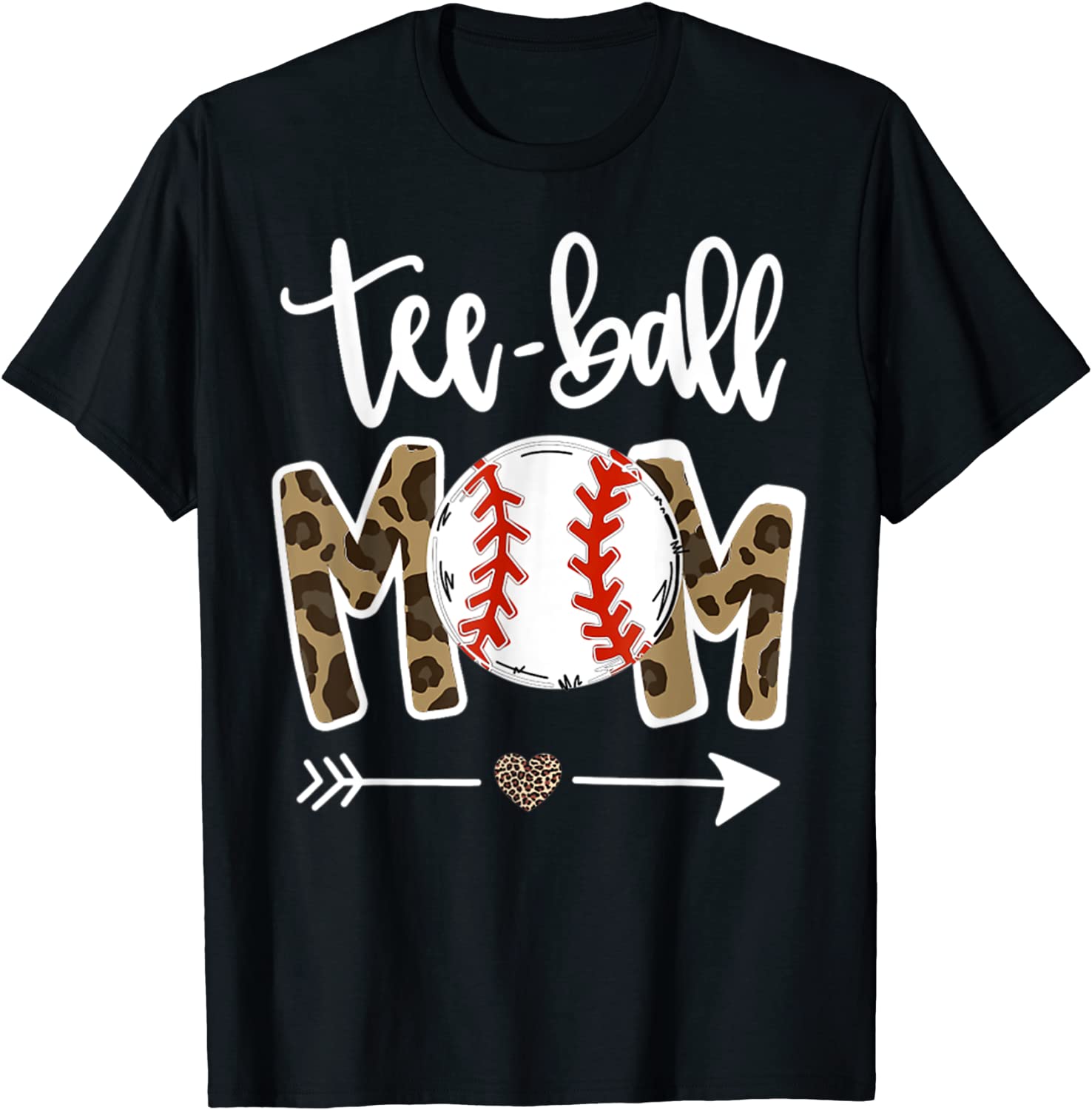 Teeball Mom Leopard Funny Teeball Mom Mothers Day 2021 Tee T-Shirt