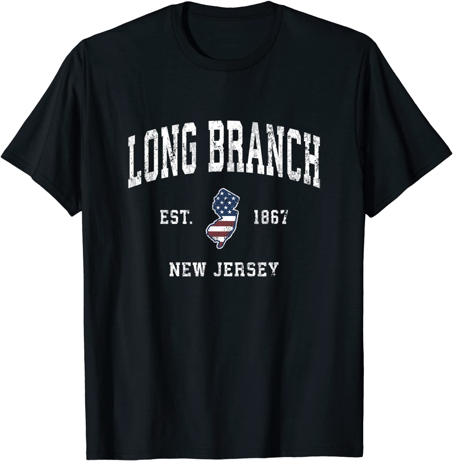 Long Branch New Jersey NJ Vintage American Flag Sports Desig T-Shirt