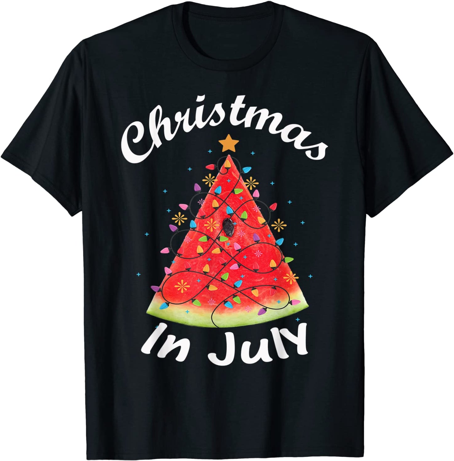 Christmas In July Summer Design Melon Christmas Tree Summer T-Shirt