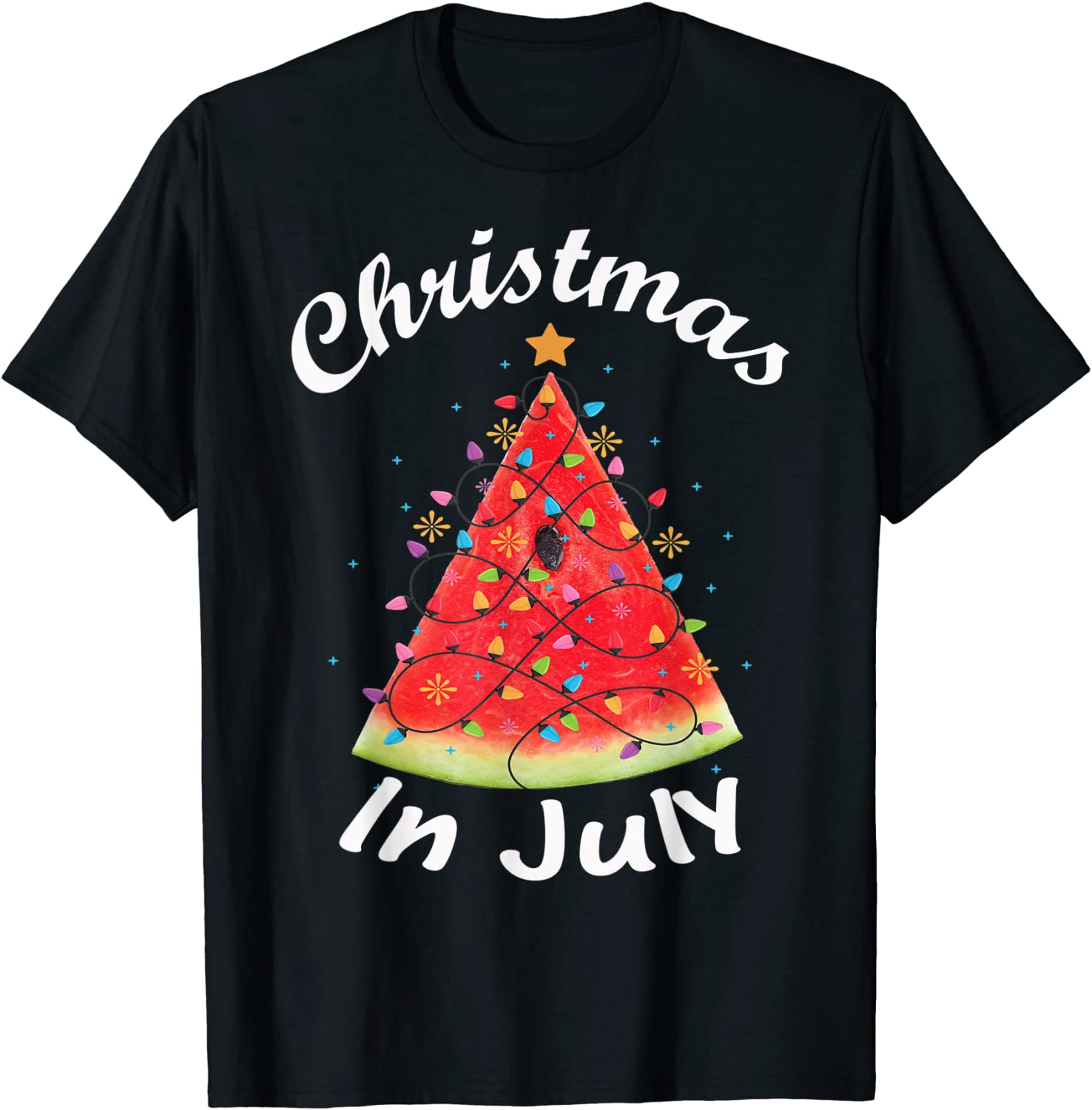 Christmas In July Summer Design Melon Christmas Tree Summer T-Shirt