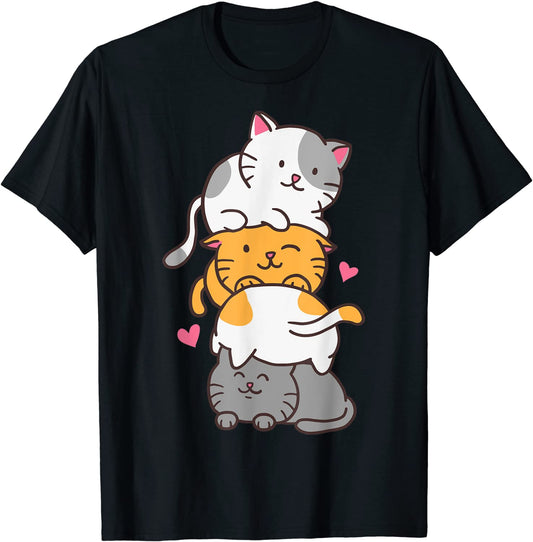 Cat Cats Cute Kitty Pile Anime Kawaii Neko Gift T-Shirt