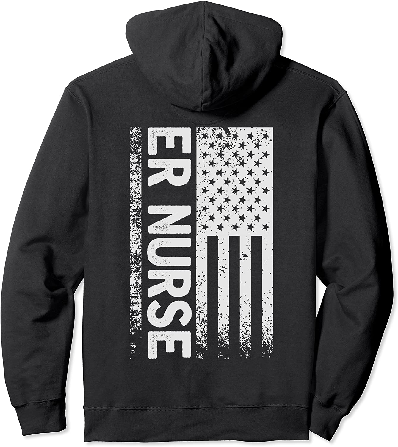 ER Nurse Distressed American Flag Emergency Room RN Gift Pullover Hoodie