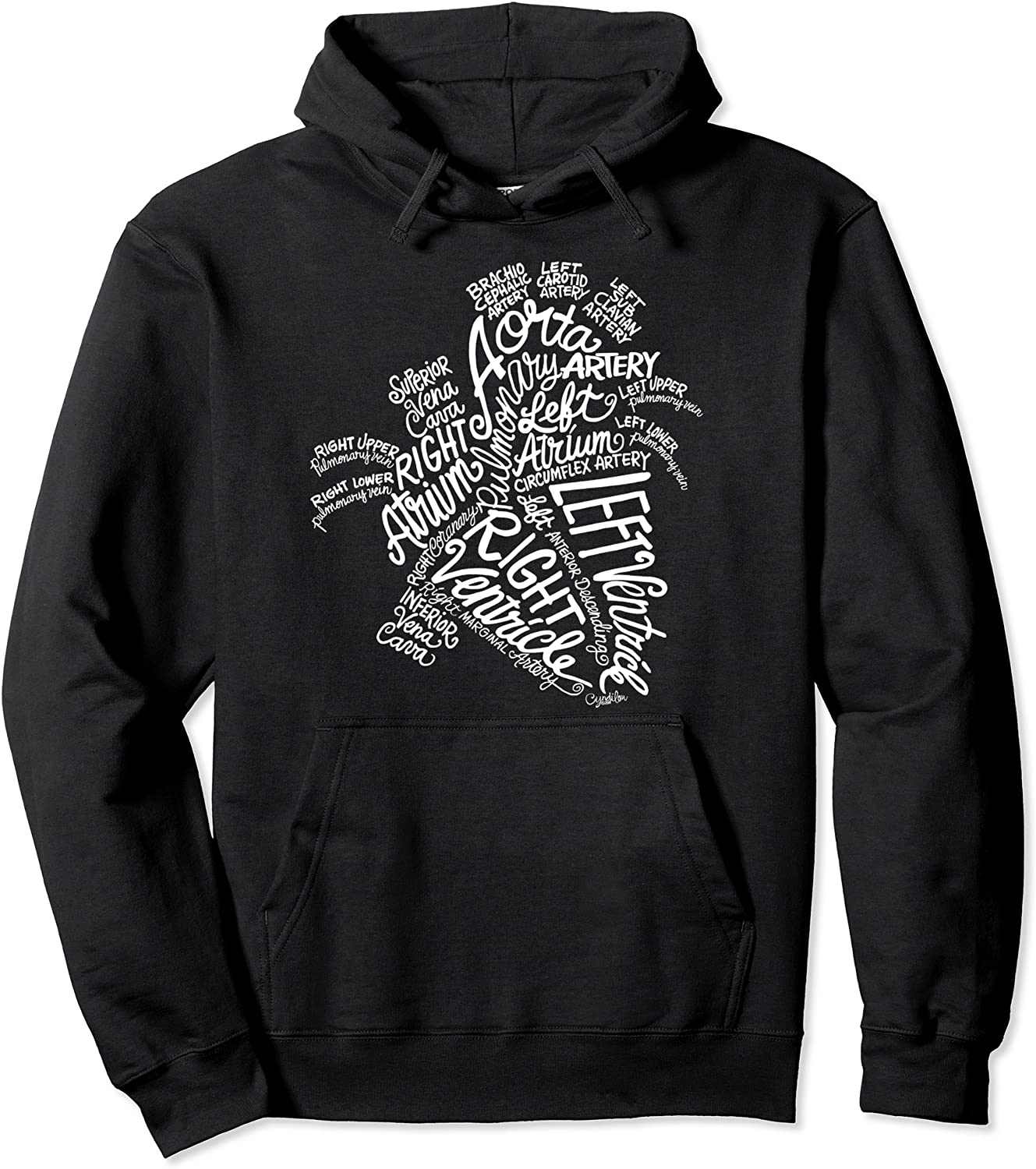 Anatomical Heart Medical White Word Art Hoodie for Caretaker