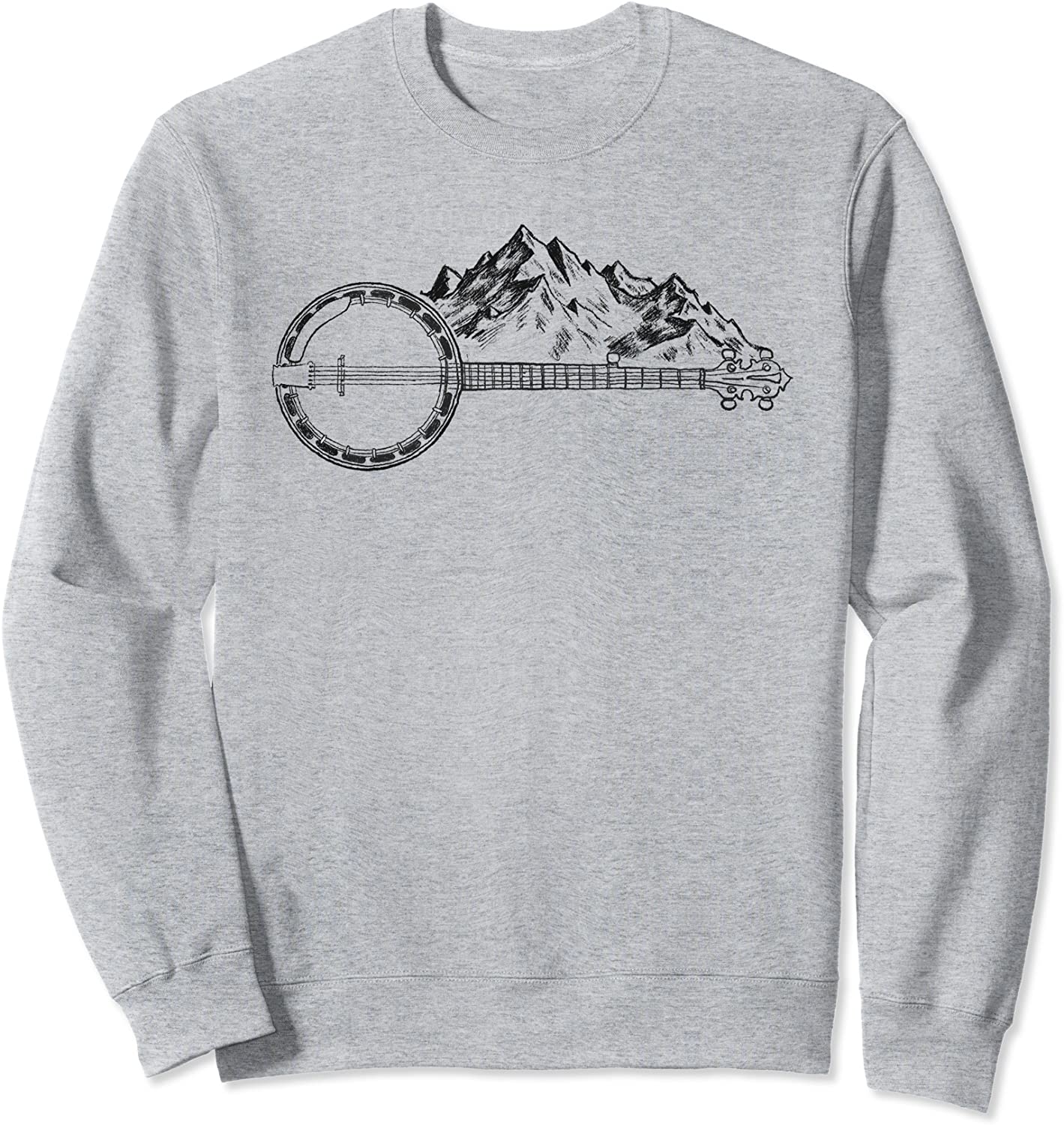 Retro Banjo Mountains Sketch Design Retro Graphic Sweatshirt