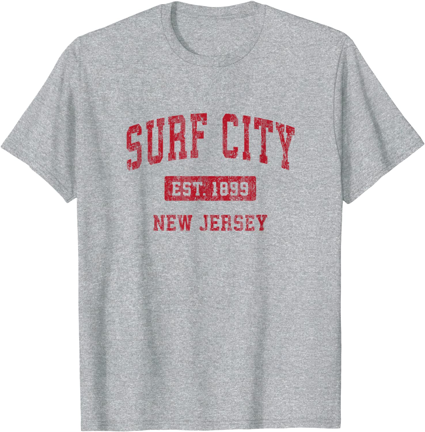 Surf City New Jersey NJ Vintage Sports Design Red Design T-Shirt