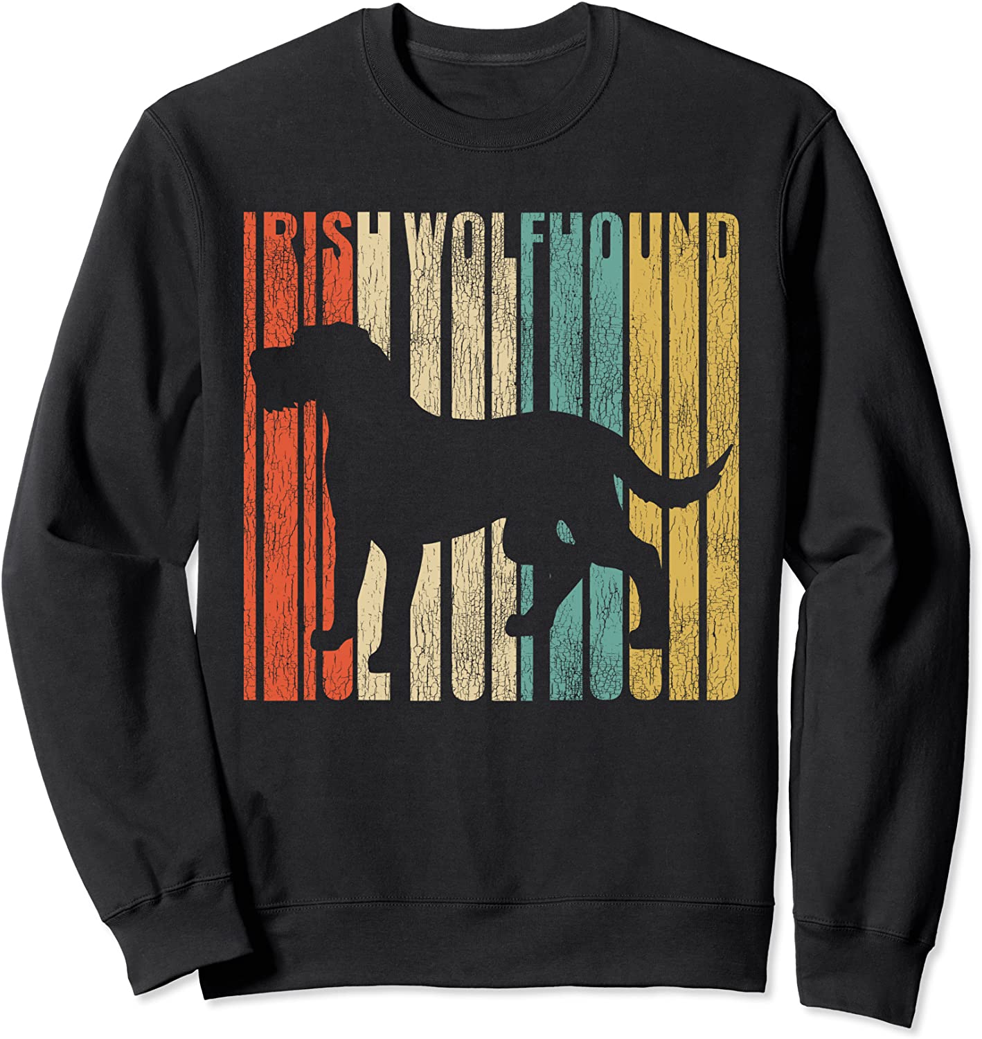 Irish Wolfhound Retro 1970s Dog Cracked Distressed Sweatshirt