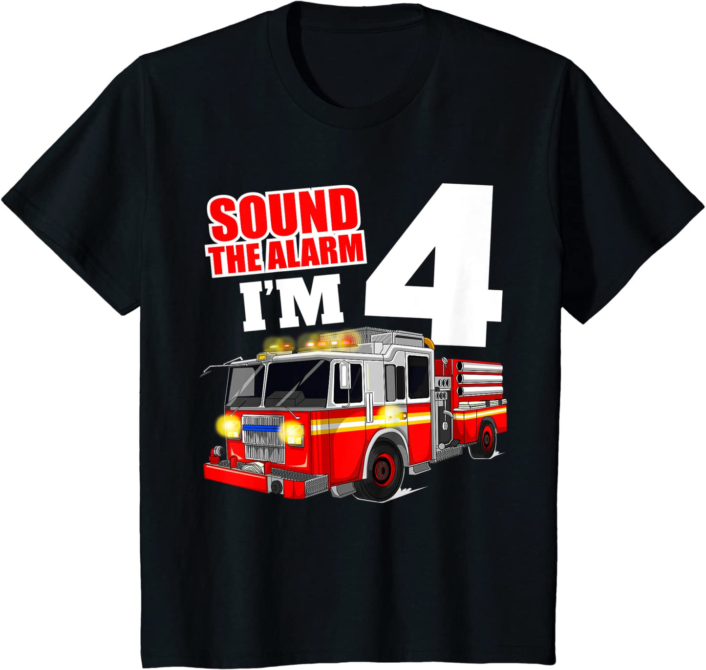 Kids Fire Truck 4th Birthday Boy Firefighter 4 Year Old T-Shirt