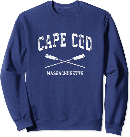 Cape Cod Massachusetts Vintage Nautical Crossed Oars Sweatshirt