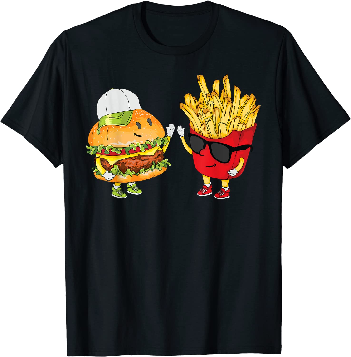 Hamburger Fries High Five Cool Fun Combo Snacks Funny Gift T-Shirt