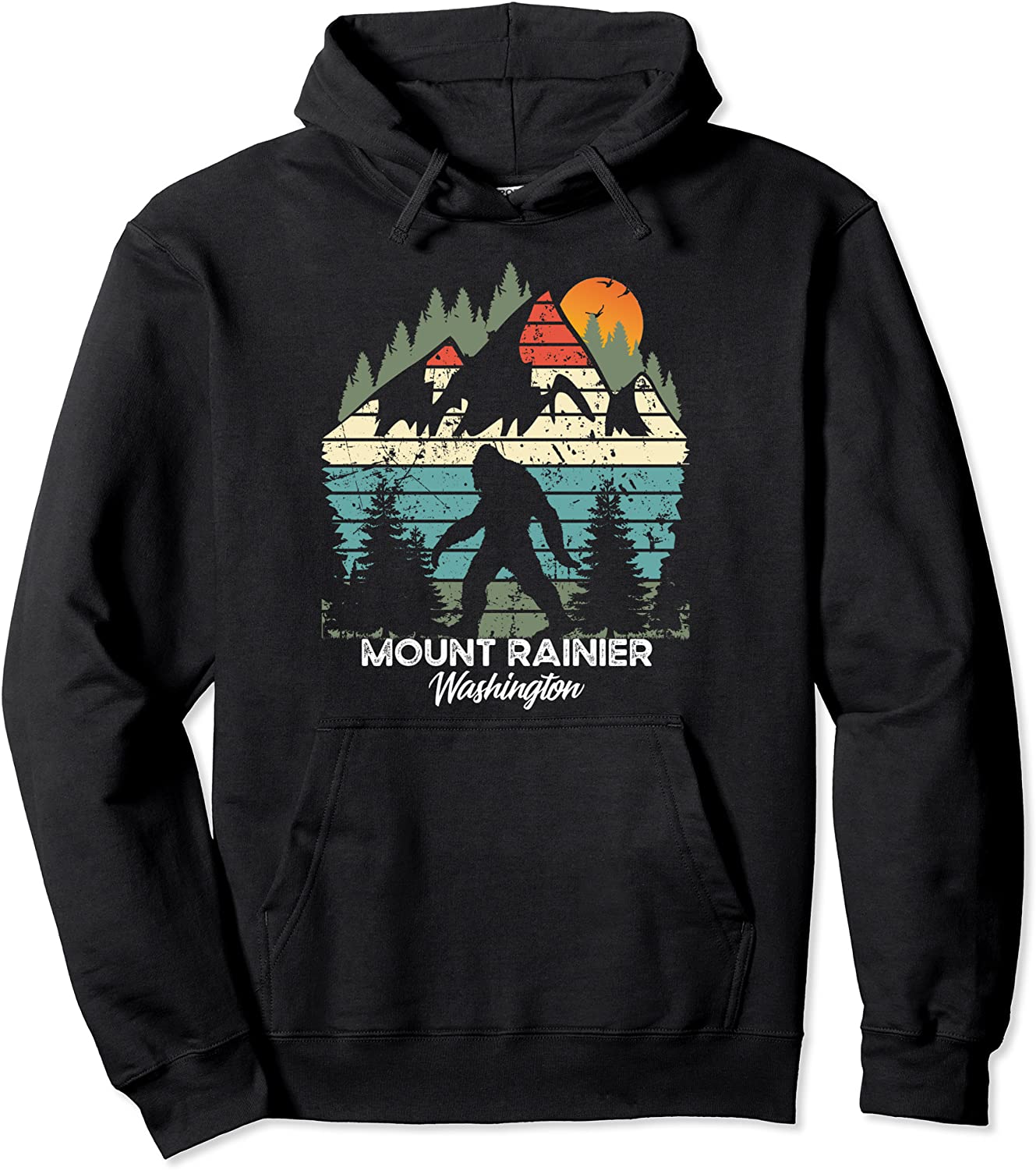 Vintage Mount Rainier Washington National Park Retro 80s Pullover Hoodie