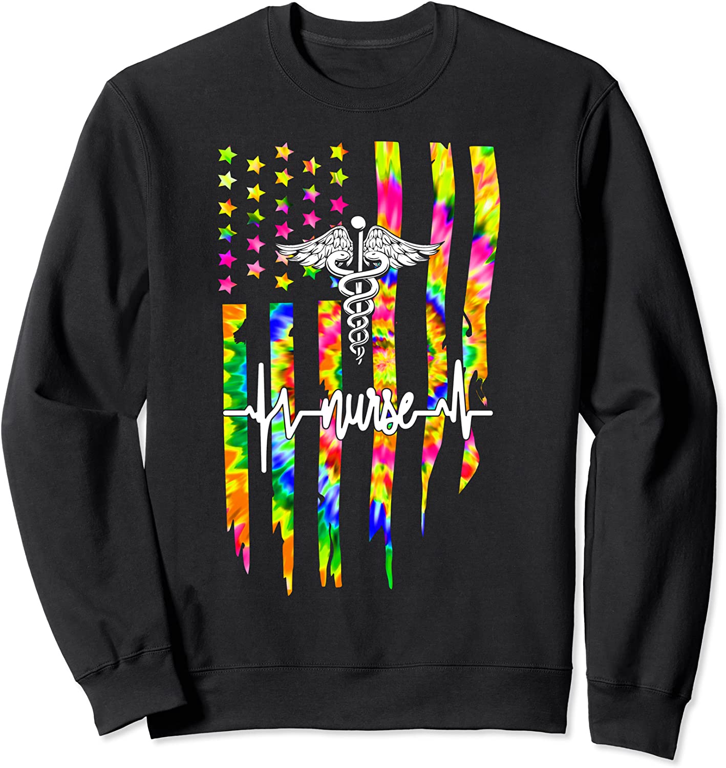 Nurse American Tie Dye Flag USA Flag Proud Patriotic Nurse Sweatshirt