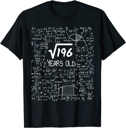14th Birthday Square Root of 196 14 Years Old T-Shirt
