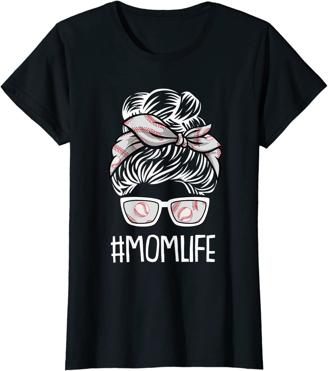 Womens Mom-Life Mothers-Day Baseball Sport Lover Mama Mommy Momma T-Shirt