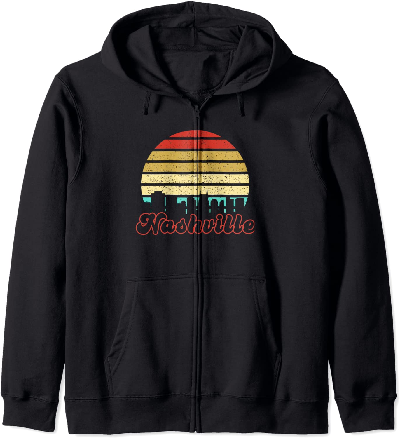 Tennessee City Skyline Art Vintage Retro Sunset Nashville Hoodie