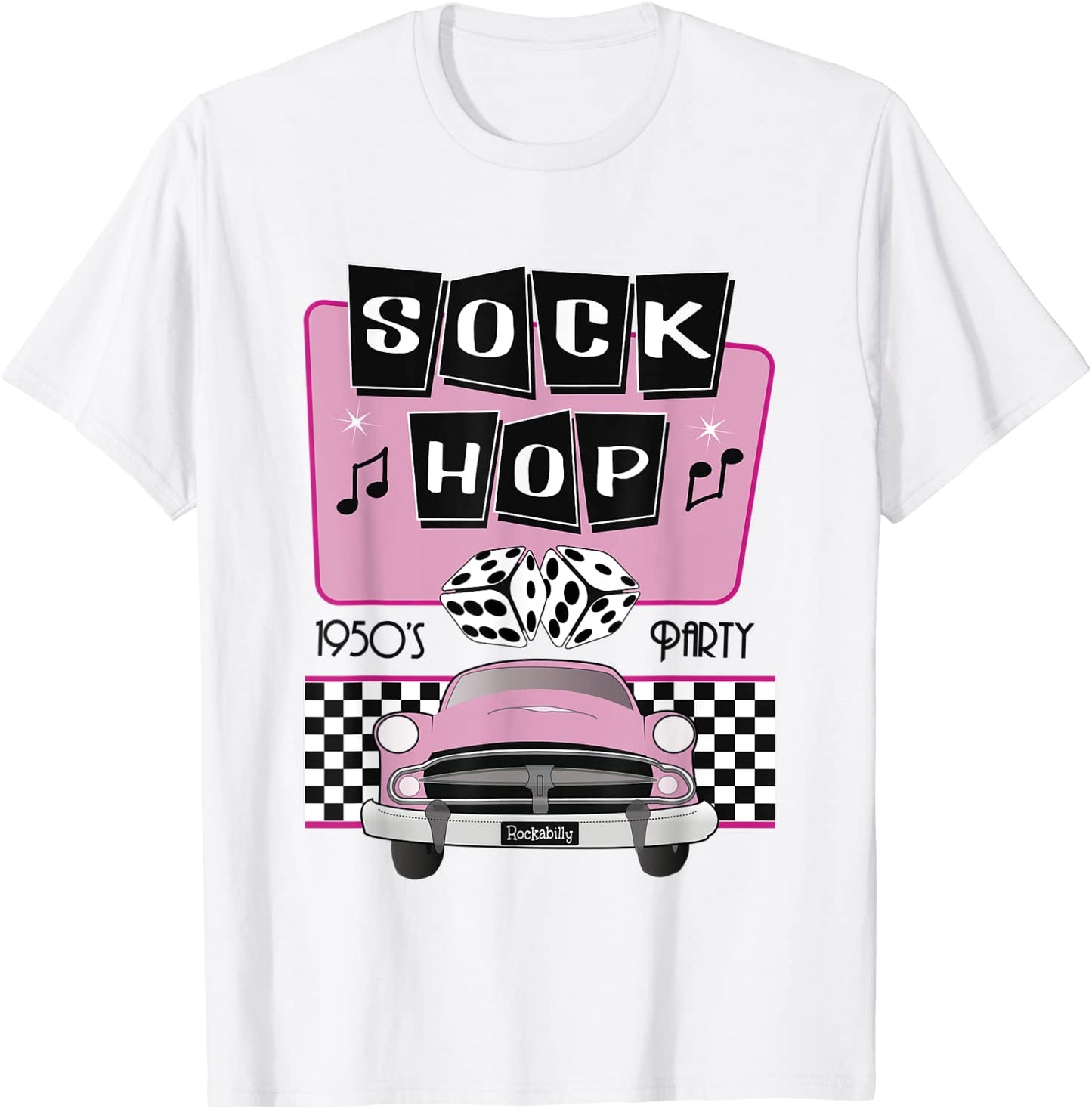 50s Sock Hop Dance Retro 1950s Party Doo Wop Rockabilly Pink T-Shirt