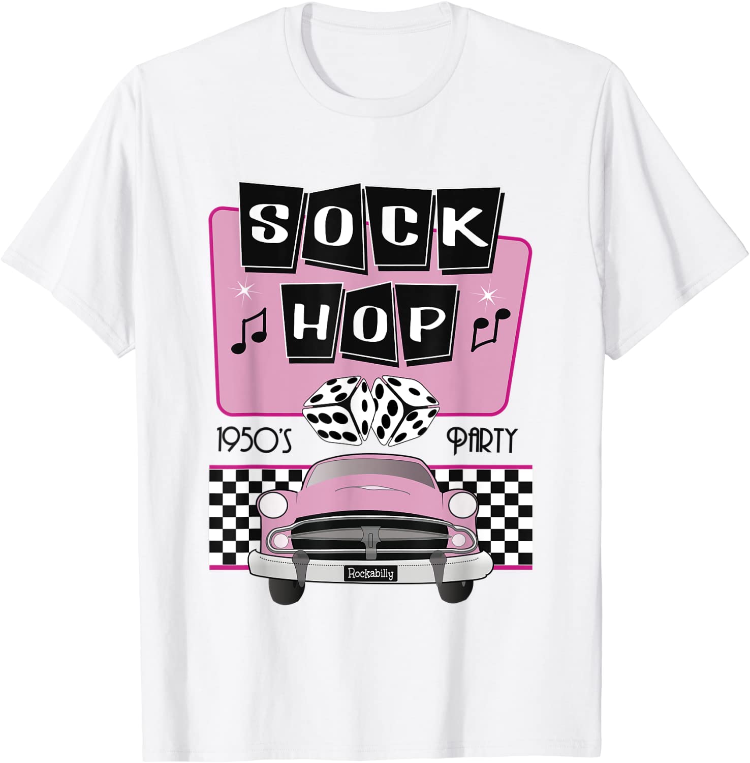 50s Sock Hop Dance Retro 1950s Party Doo Wop Rockabilly Pink T-Shirt