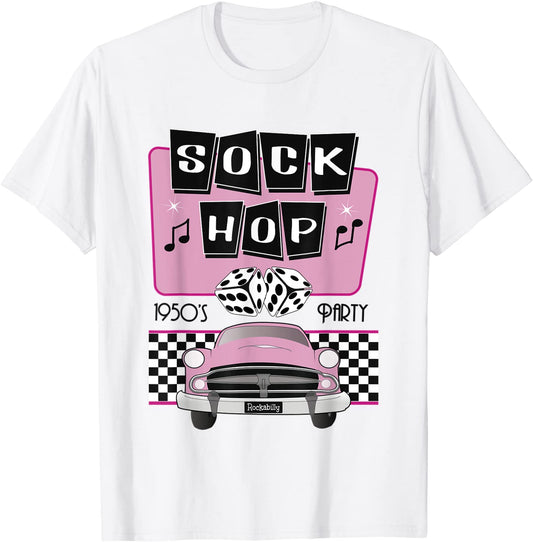 50s Sock Hop Dance Retro 1950s Party Doo Wop Rockabilly Pink T-Shirt