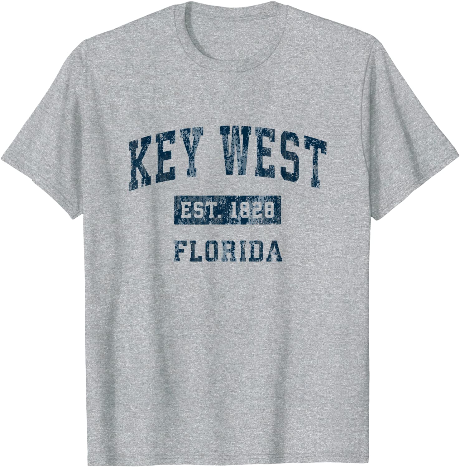 Key West Florida FL Vintage Sports Design Navy Print T-Shirt