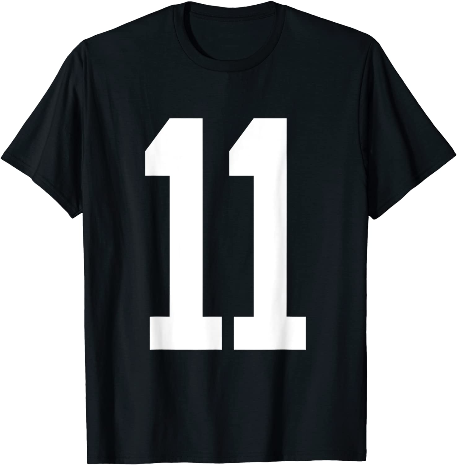 11 White Number 11 Sports Fan Jersey Style T-Shirt