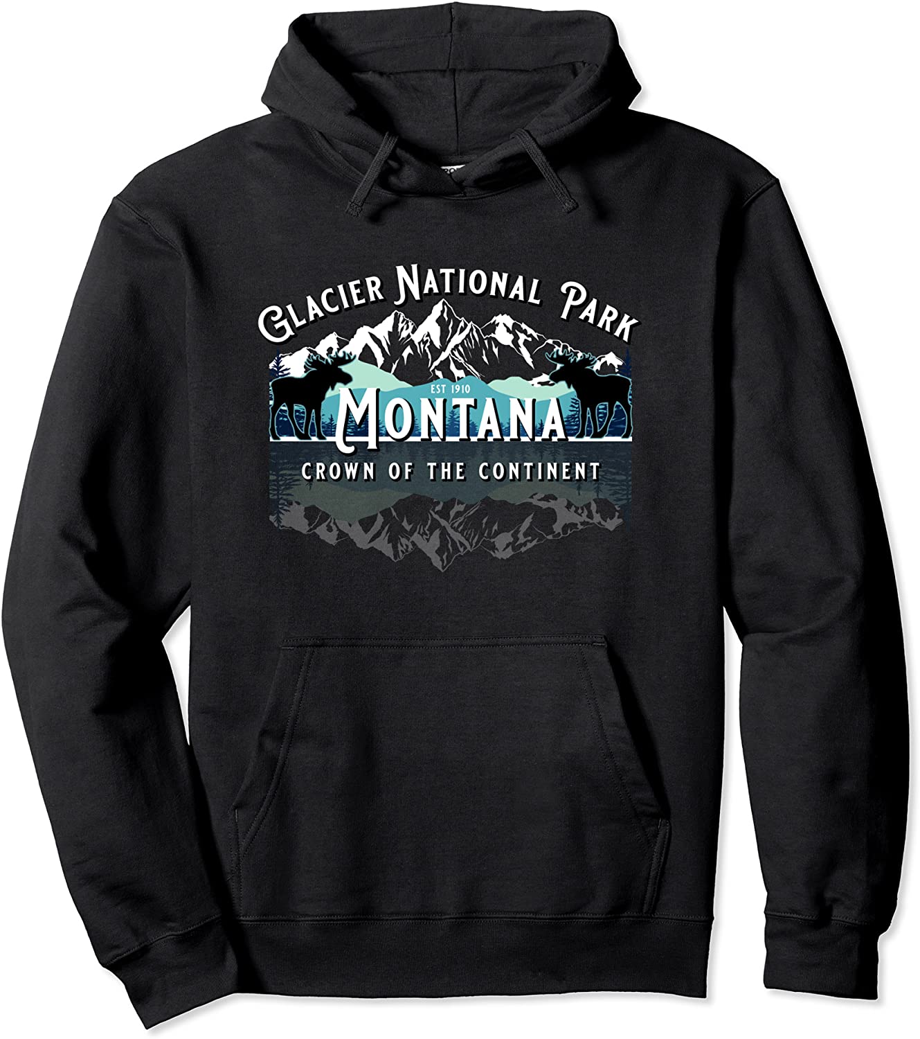 Glacier National Park Montana Hiking Camping Moose Souvenir Pullover Hoodie