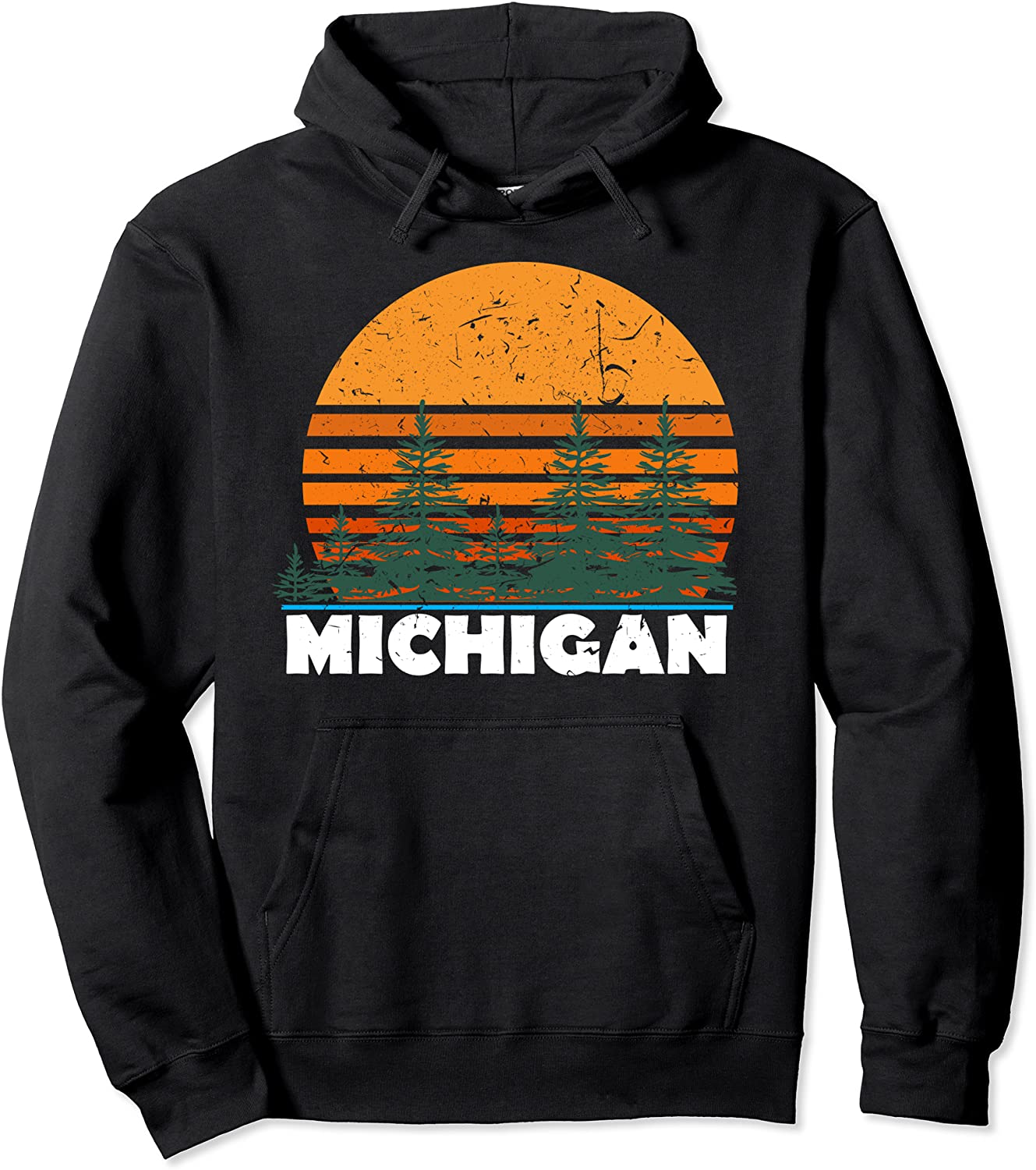 Michigan Hoodie Vintage Retro Sunset MI State Hood Gift