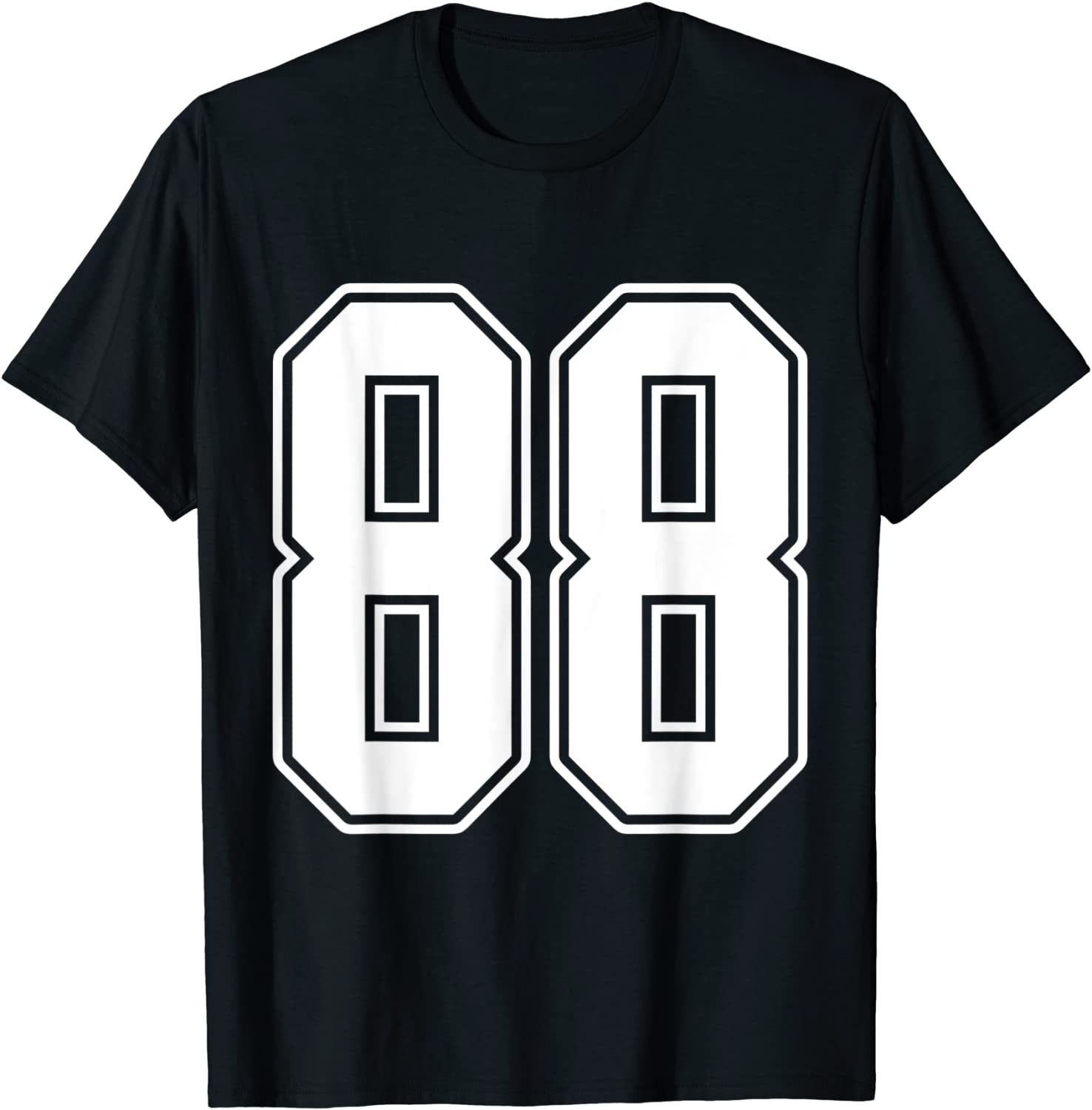 88 White Outline Number 88 Sports Fan Jersey Style T-Shirt