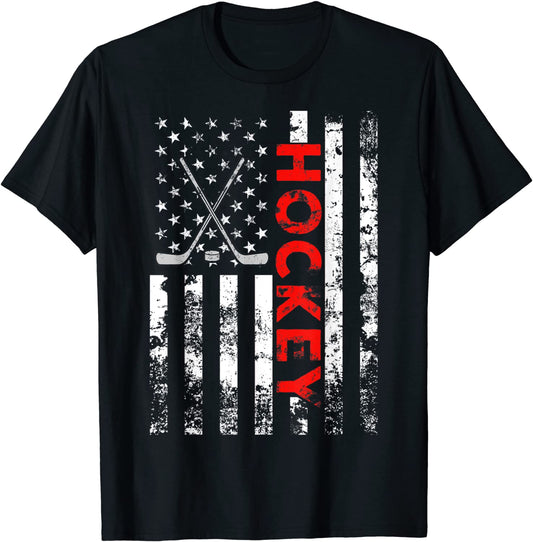 American Flag Hockey USA Patriotic Gift T-Shirt T-Shirt