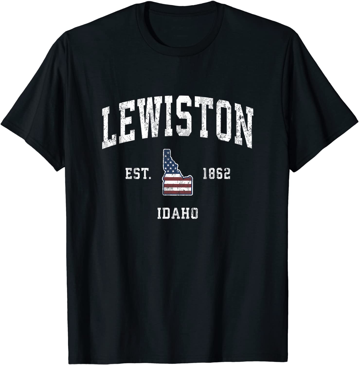 Lewiston Idaho ID Vintage American Flag Sports Design T-Shirt