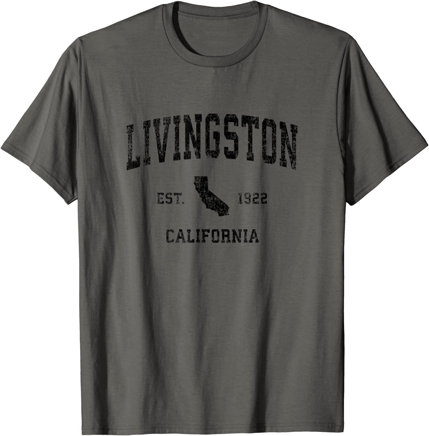 Livingston California CA Vintage Sports Design Black Print T-Shirt