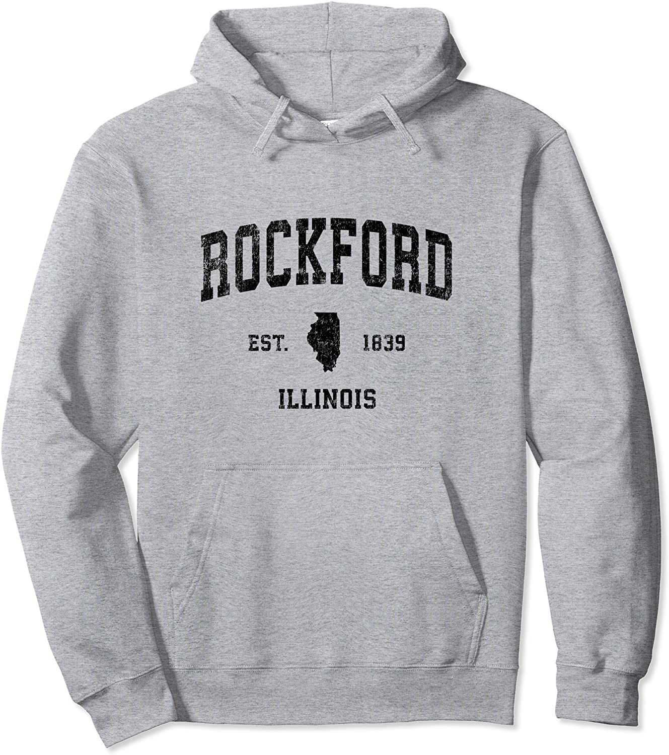 Rockford Illinois IL Vintage Sports Design Black Print Pullover Hoodie