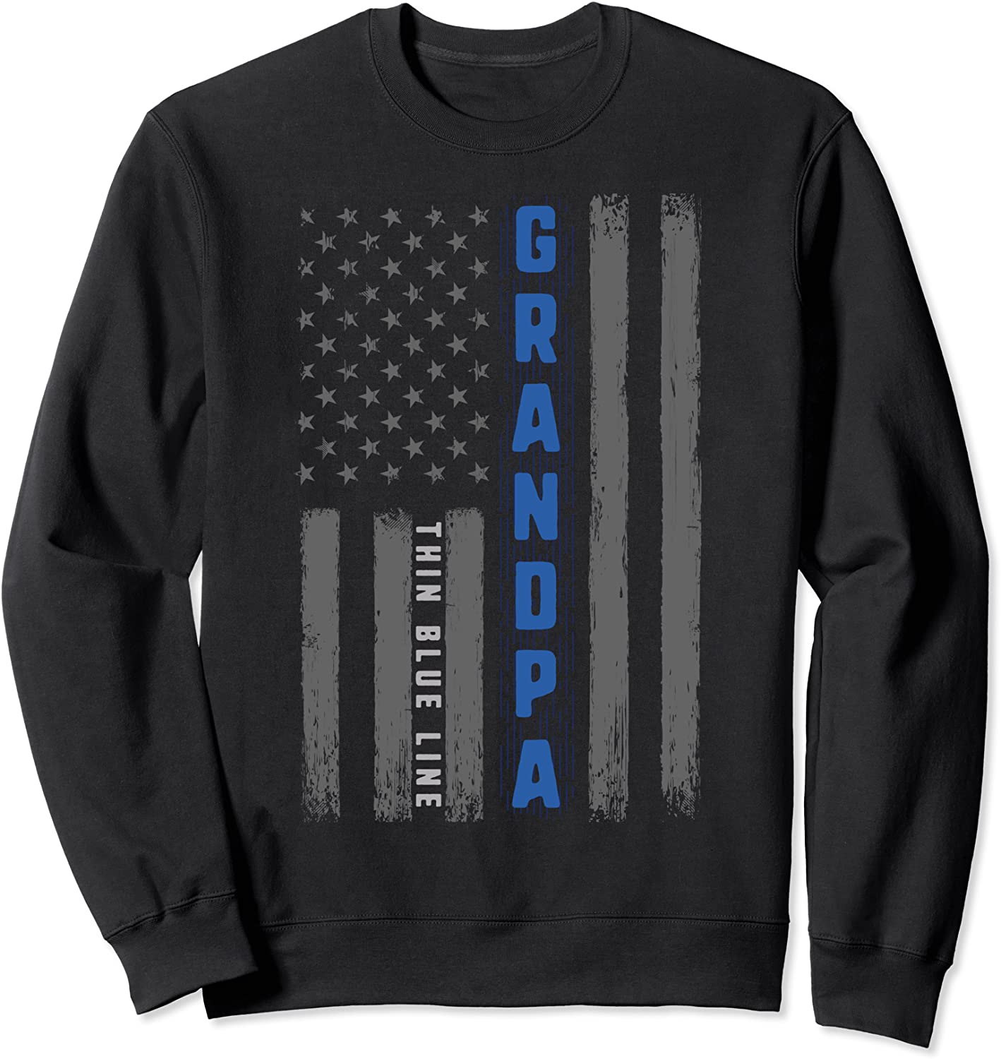 Thin Blue Line Grandpa American Flag Police Fathers Day Gift Sweatshirt
