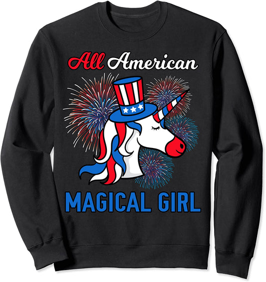 All American Magical Girl Patriotic 4th of July Unicorn Sweatshirt