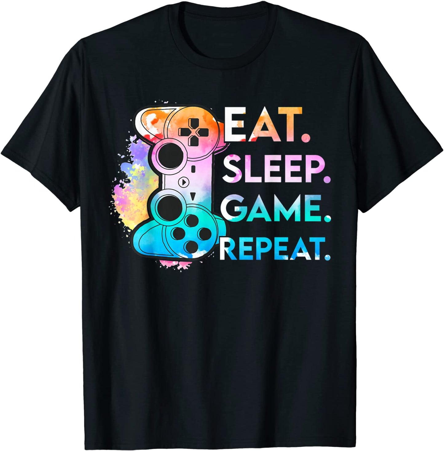 Eat Sleep Game Repeat Gaming Gift Gamer Boy Girl Watercolor T-Shirt