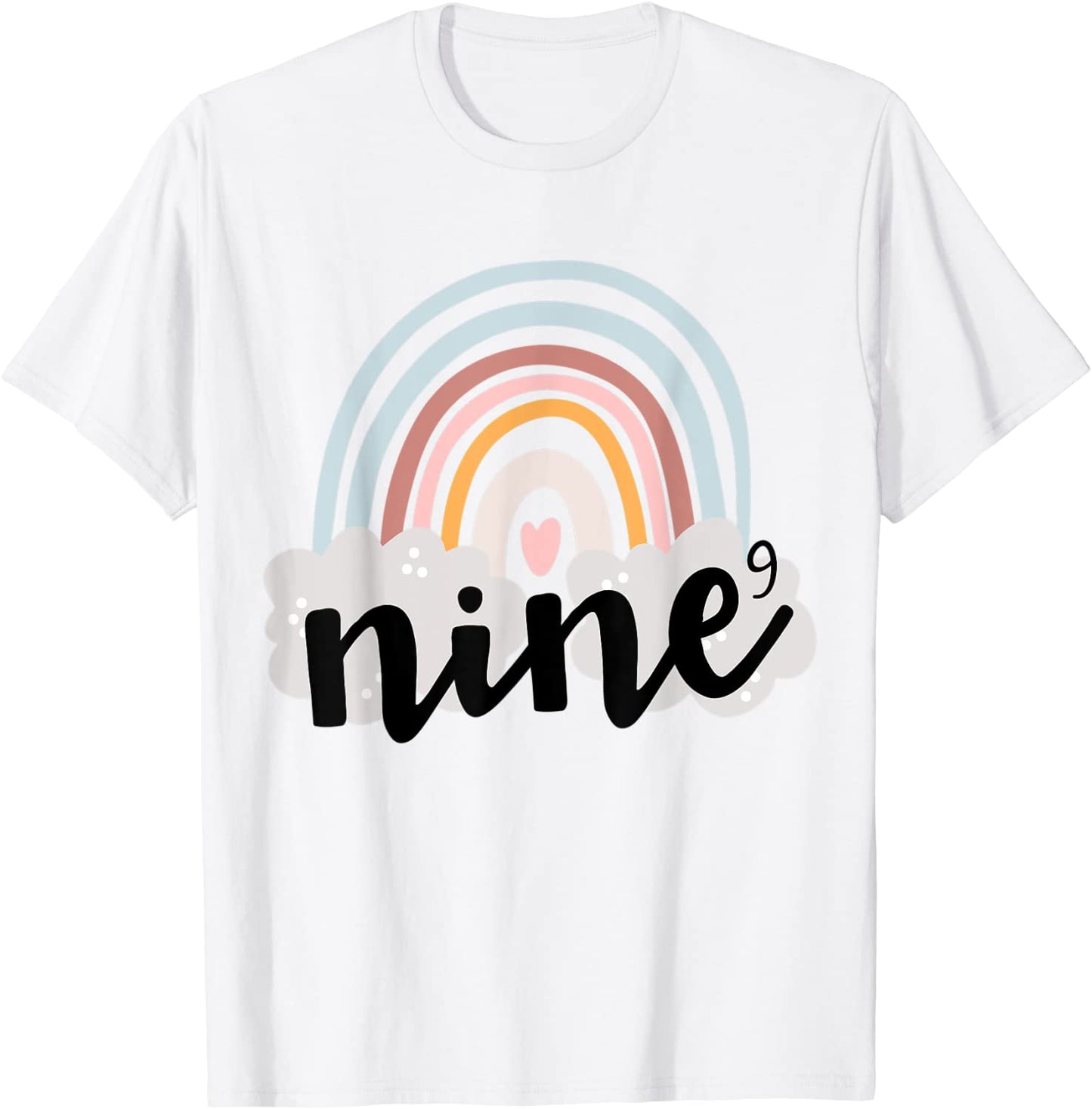 Nine Year Birthday Rainbow Party Boho Family 9 Year Old T-Shirt