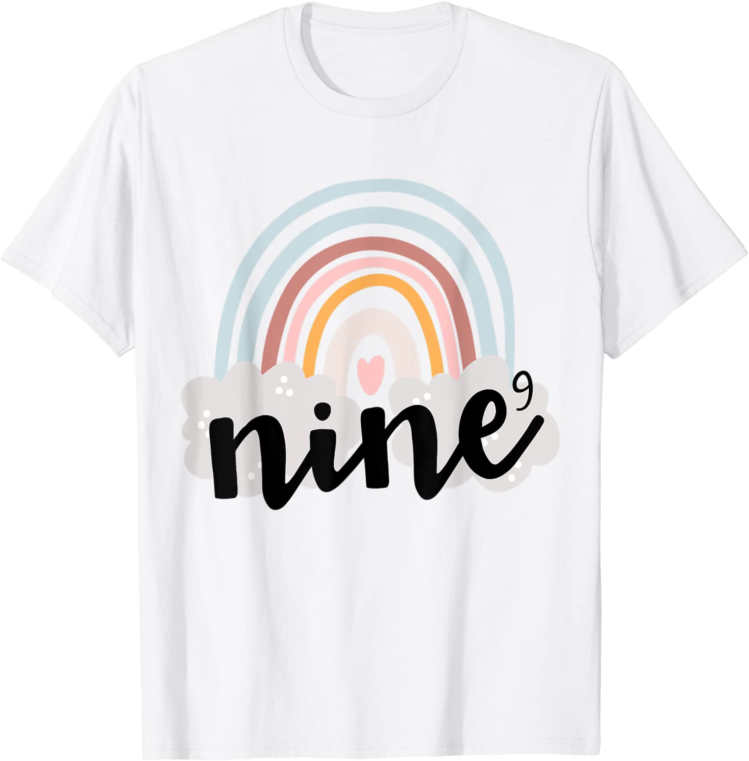 Nine Year Birthday Rainbow Party Boho Family 9 Year Old T-Shirt